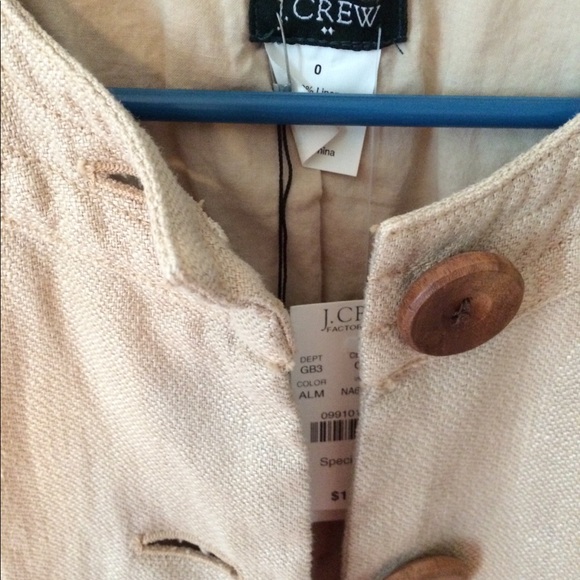 J. CREW Linen Cotton Ruffled Peplum Tan Jacket 0 - Picture 4 of 6